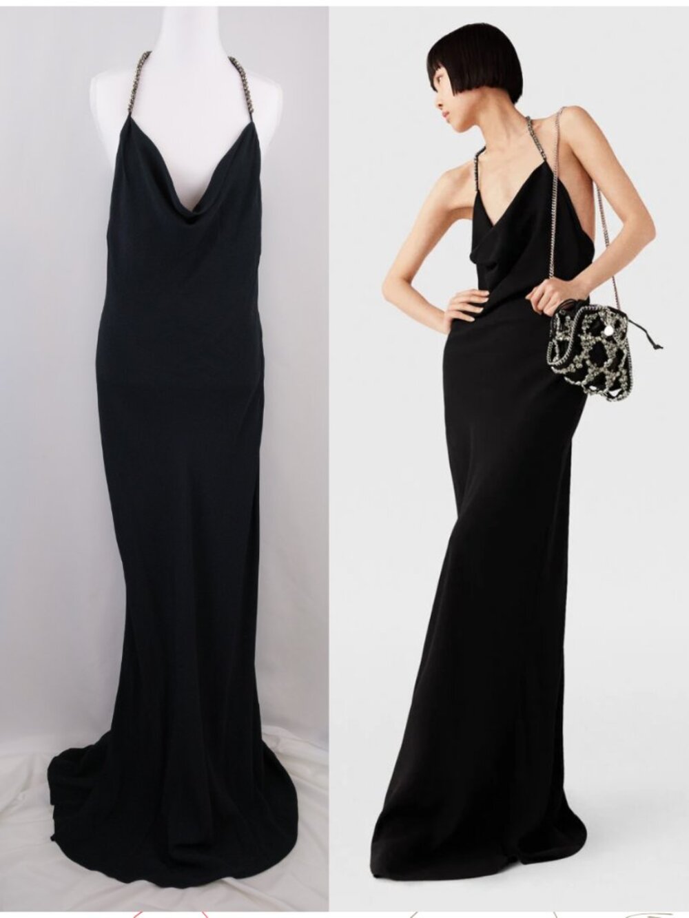 Stella McCartney Plunge Crystal Halterneck Floor-Length Maxi Dress, Black, IT 40
